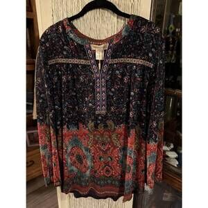 NEW URBAN MANGOZ women's print top in navy